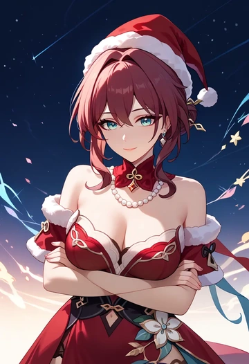 star rail,ruan mei,Christmas,red velvet dress  - AI generated anime art